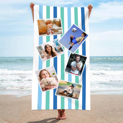 Jessemade UK Personalized 6 Photos Summer Beach Personalized Beach Towel For Her/Him 36.99 m6