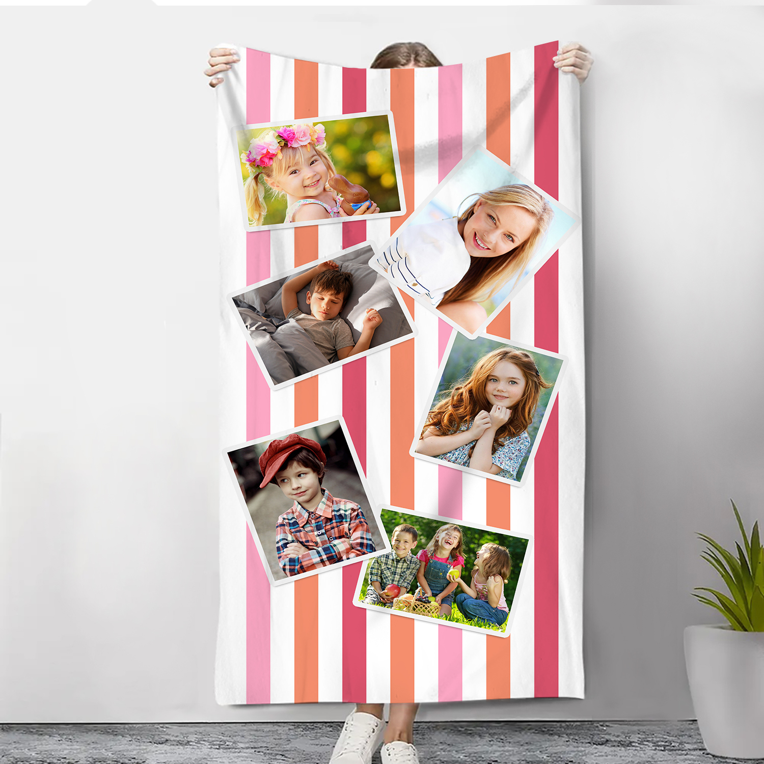 Personalized 6 Photos Summer Beach Personalized Beach Towel For Her/Him