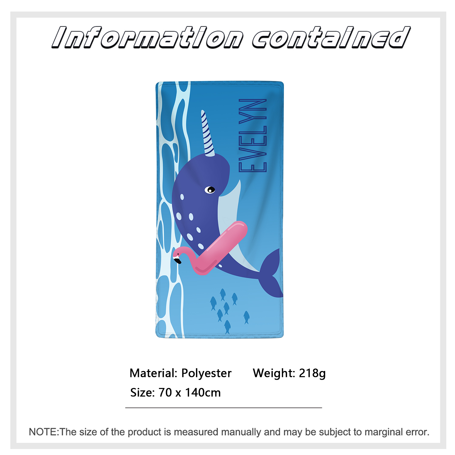 Personalized Name Summer Beach Personalized Beach Towel With Turtle/Starfish/Whale/Crab For Her/Him