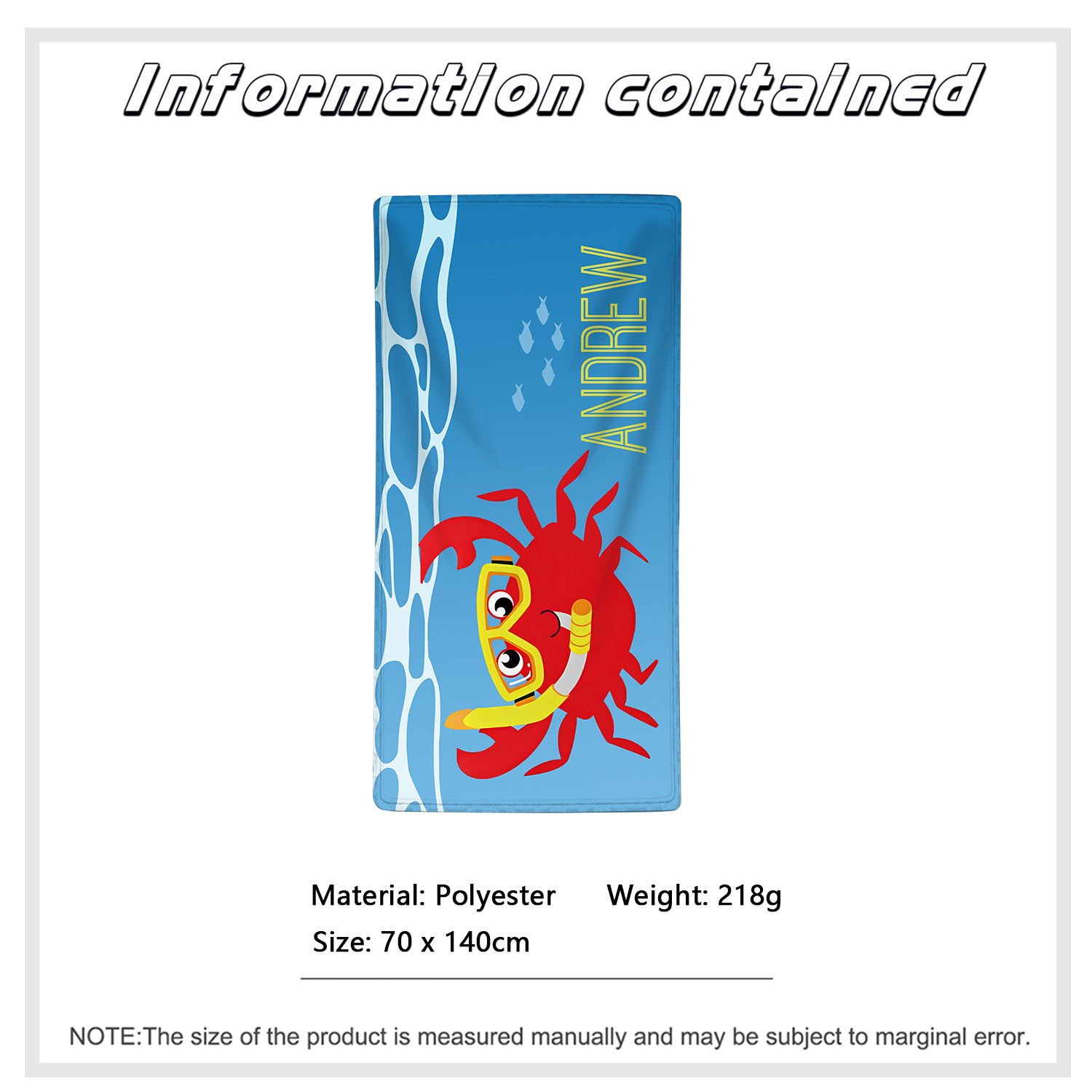 Personalized Name Summer Beach Personalized Beach Towel With Turtle/Starfish/Whale/Crab For Her/Him