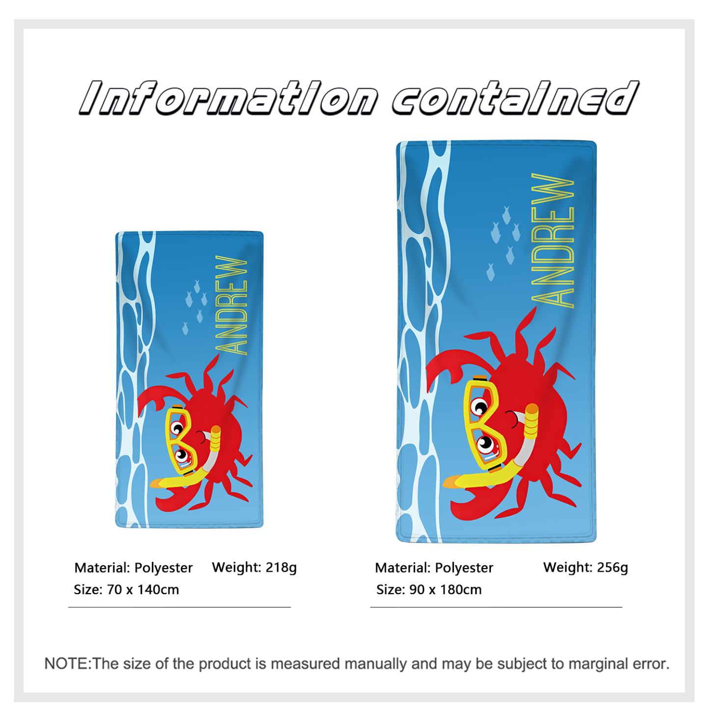 Personalized Name Summer Beach Personalized Beach Towel With Turtle/Starfish/Whale/Crab For Her/Him