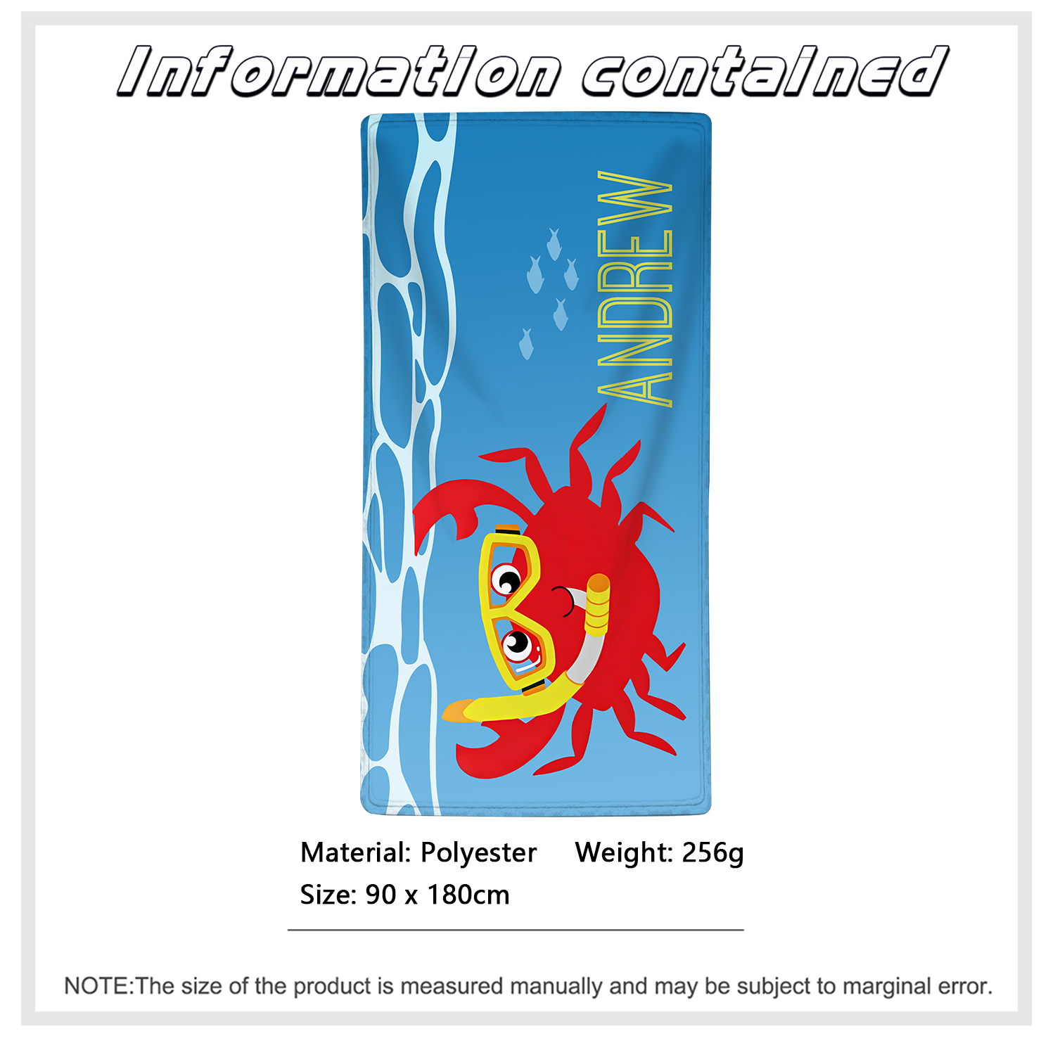 Personalized Name Summer Beach Personalized Beach Towel With Turtle/Starfish/Whale/Crab For Her/Him