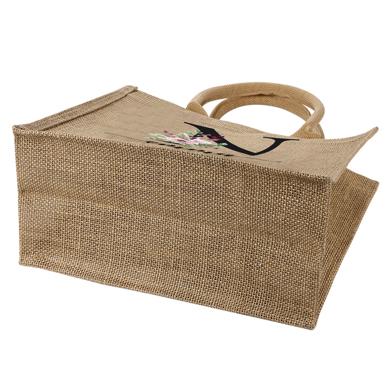 Personalized Letter & Name Tote Bag Beach Jute Bag Birthday Wedding Party Travel Gift for Women/Girls