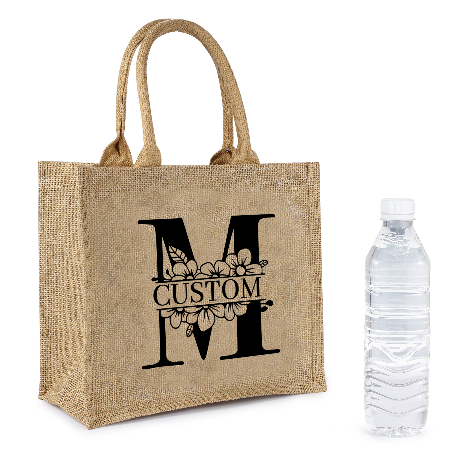 Personalized Letter & Name Tote Bag Beach Jute Bag Birthday Wedding Party Travel Gift for Women/Girls