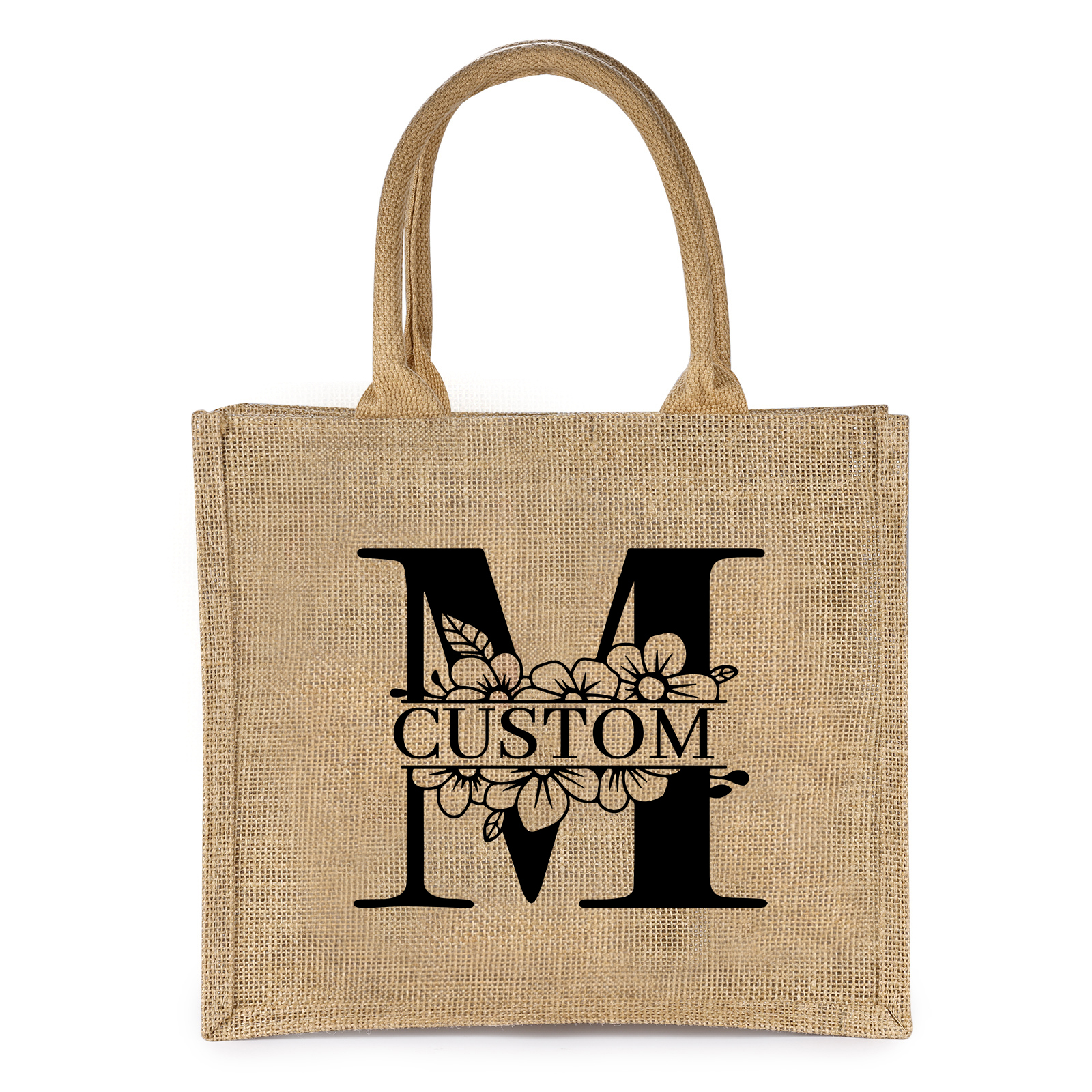 Personalized Letter & Name Tote Bag Beach Jute Bag Birthday Wedding Party Travel Gift for Women/Girls