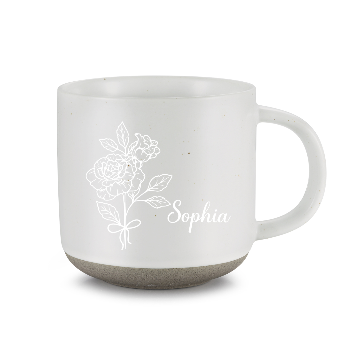 Personalised Ceramic Mug With Birth Flowers and Name Enamel Mug As A Gift for Mum/Nan