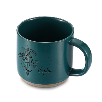 Personalised Ceramic Mug With Birth Flowers and Name Enamel Mug As A Gift for Mum/Nan