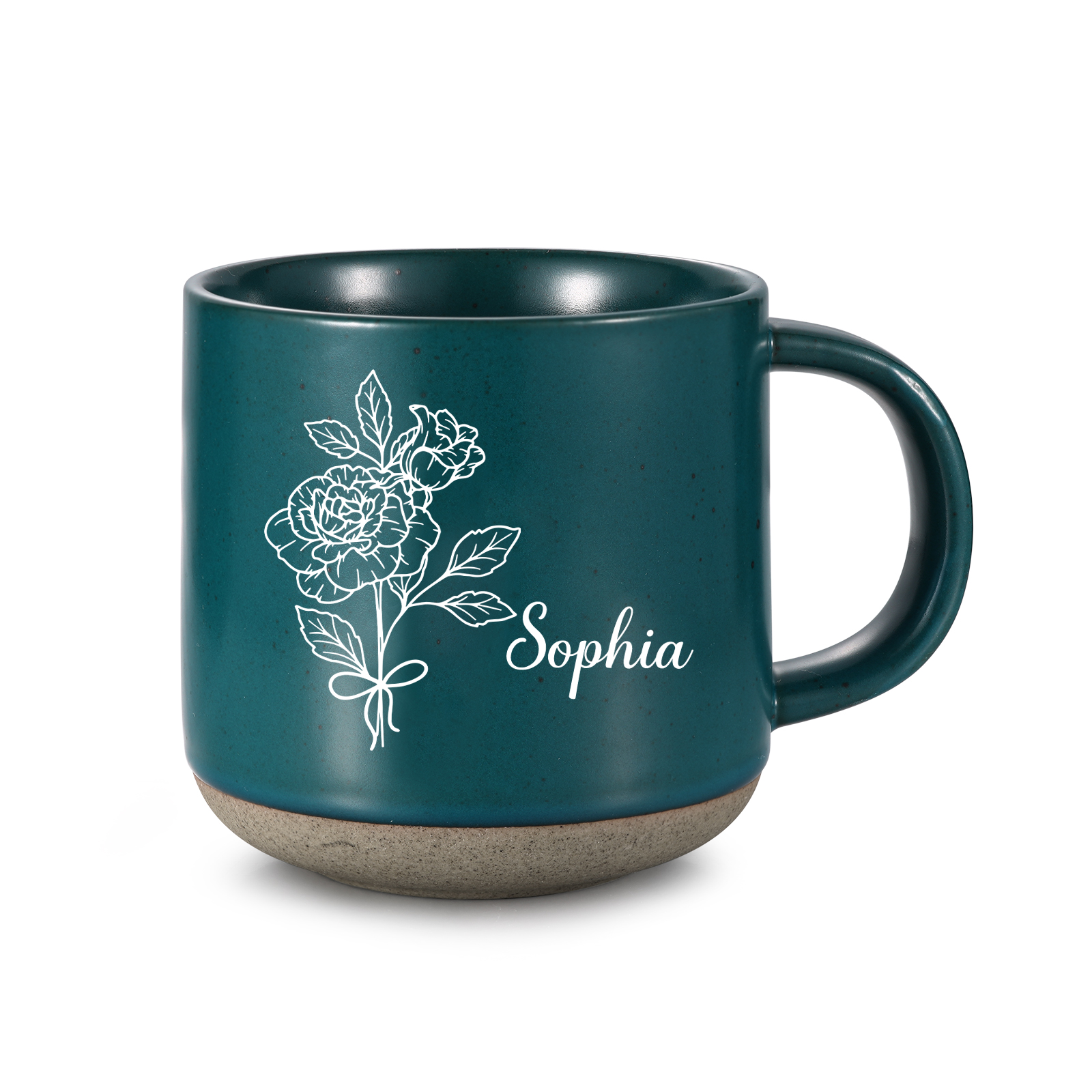 Personalised Ceramic Mug With Birth Flowers and Name Enamel Mug As A Gift for Mum/Nan