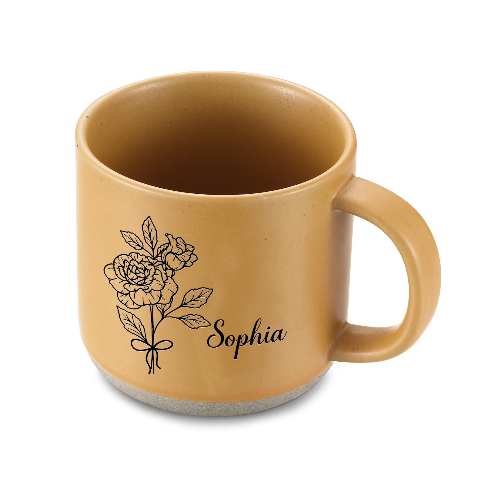 Personalised Ceramic Mug With Birth Flowers and Name Enamel Mug As A Gift for Mum/Nan