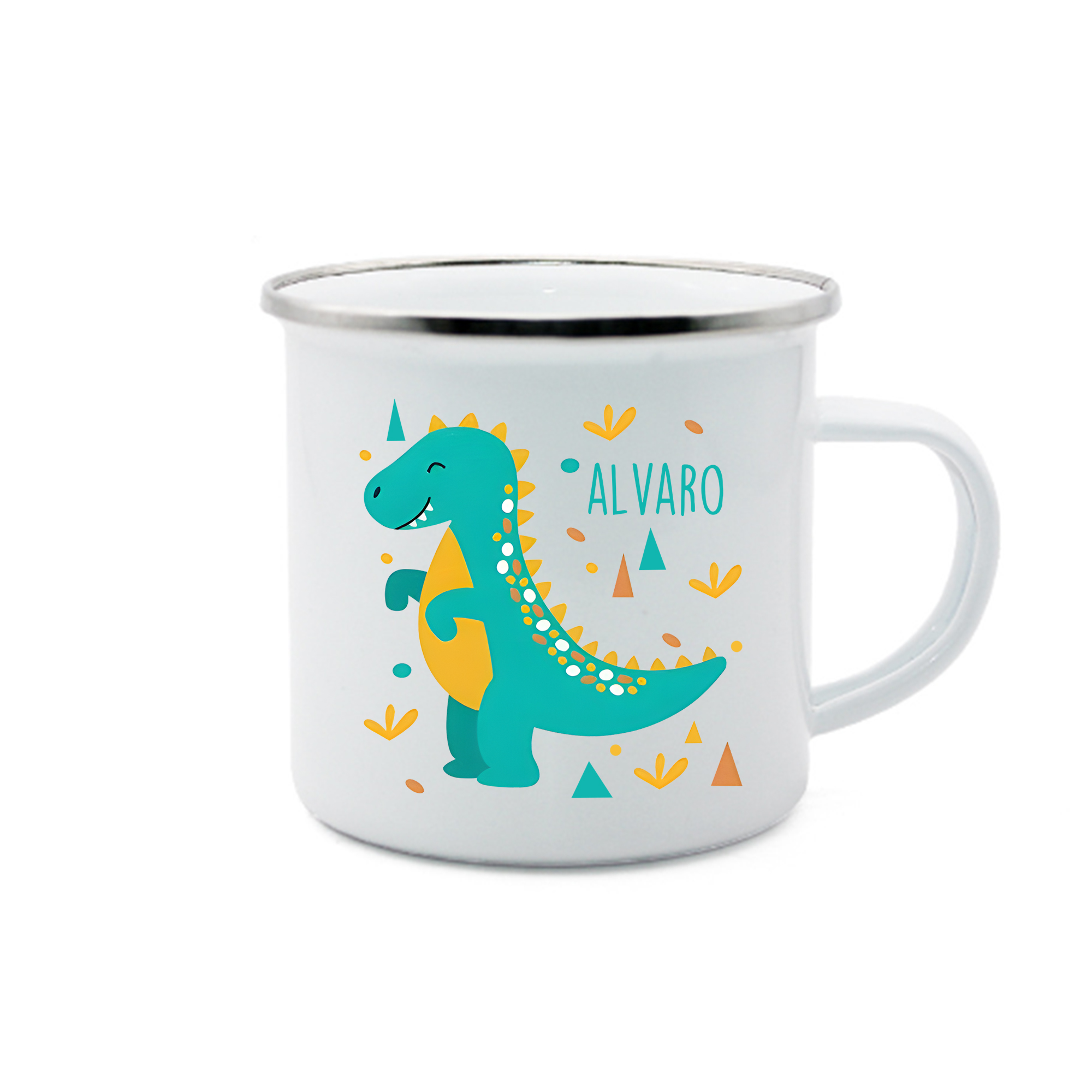 Personalized Enamel Cup Custom Name Dinosaur Cup Back to School Gift for Kids