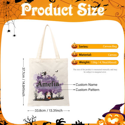 Personalised Halloween Canvas Bag with Custom Name & Pattern for Family | Jessmade