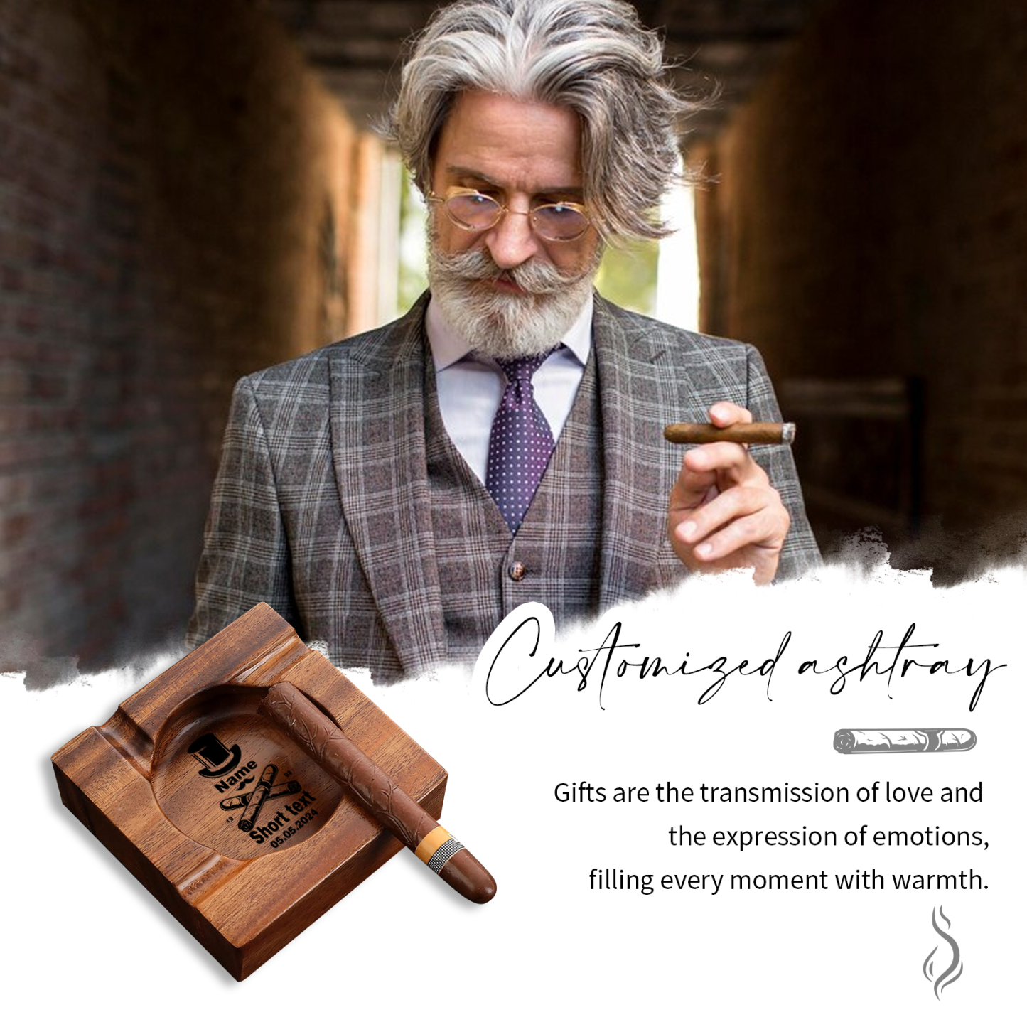 Personalised Wooden Ashtray with Name & Initial - Father’s Day Gift | Jessemade