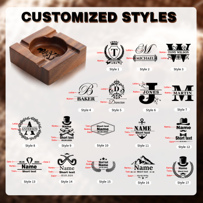 Personalised Wooden Ashtray with Name & Initial - Father’s Day Gift | Jessemade