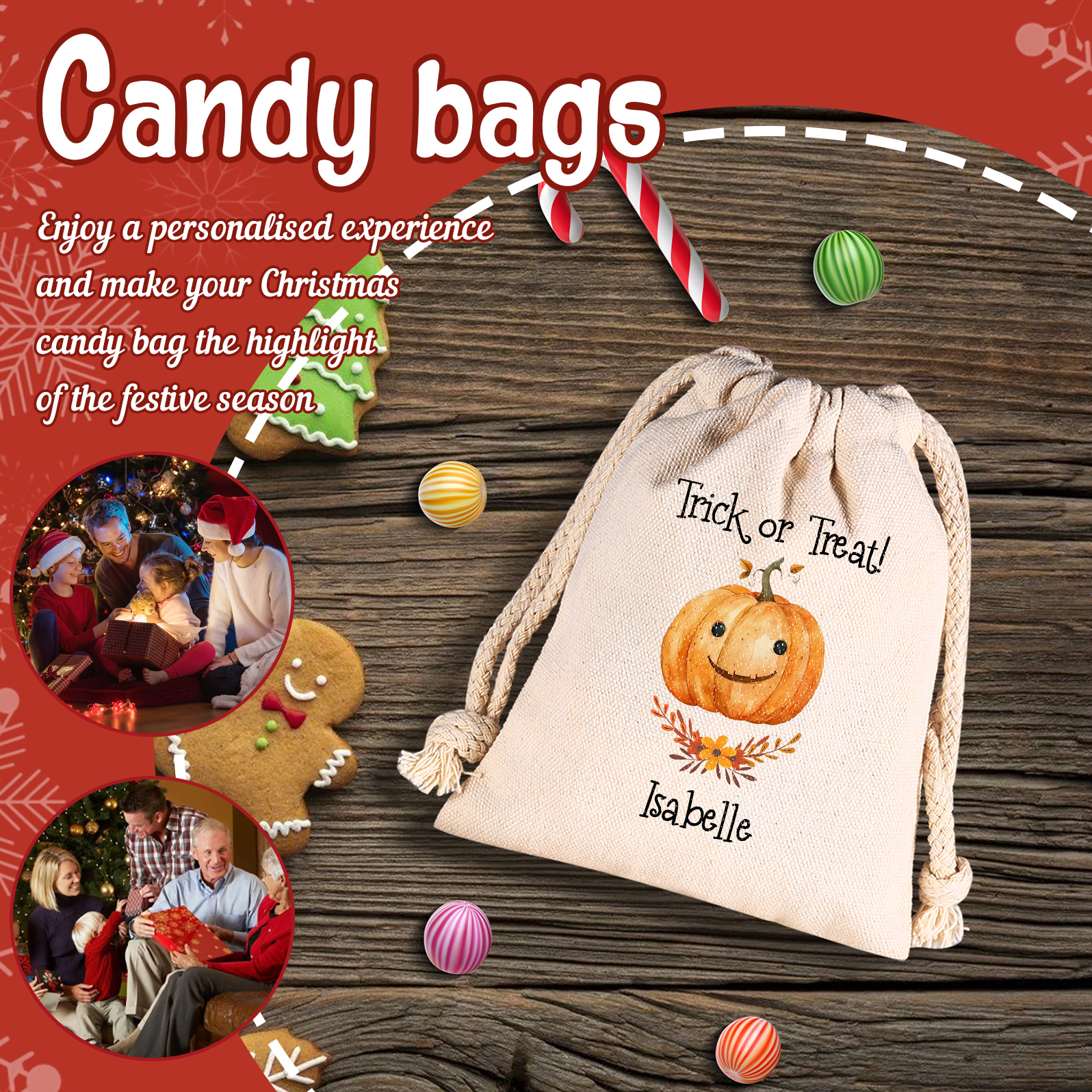 Personalised Halloween Trick or Treat Bags - Custom Named Marshmallow Bags with Pumpkin/Ghost Designs For Kids | Jessmade