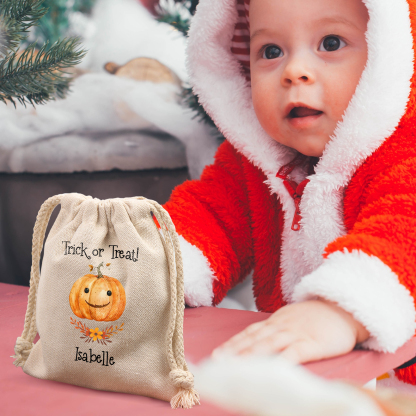 Personalised Halloween Trick or Treat Bags - Custom Named Marshmallow Bags with Pumpkin/Ghost Designs For Kids | Jessmade