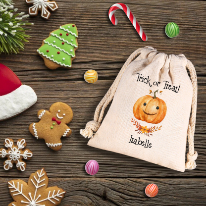 Personalised Halloween Trick or Treat Bags - Custom Named Marshmallow Bags with Pumpkin/Ghost Designs For Kids | Jessmade