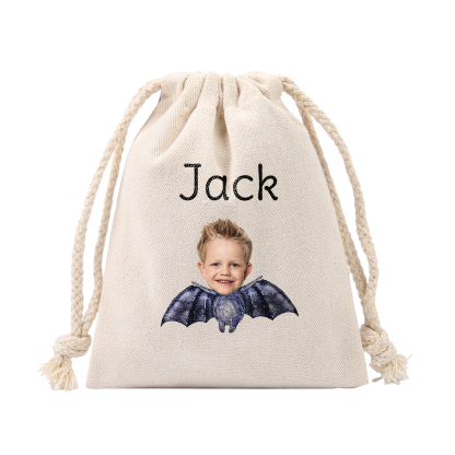 Personalised Halloween Drawstring Bag with Custom Photo and Name – Perfect for Trick or Treat! | Jessmade