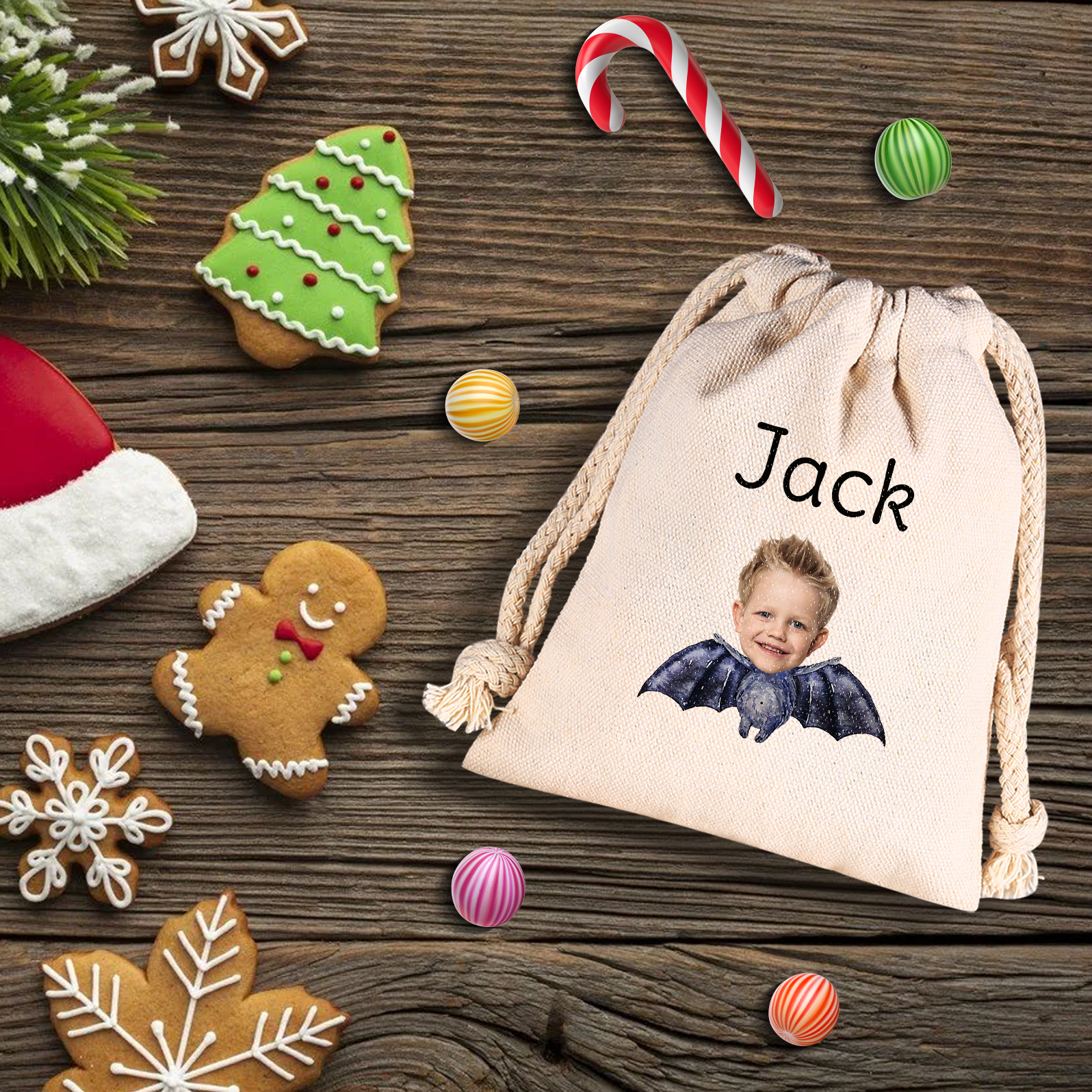 Personalised Halloween Drawstring Bag with Custom Photo and Name – Perfect for Trick or Treat! | Jessmade
