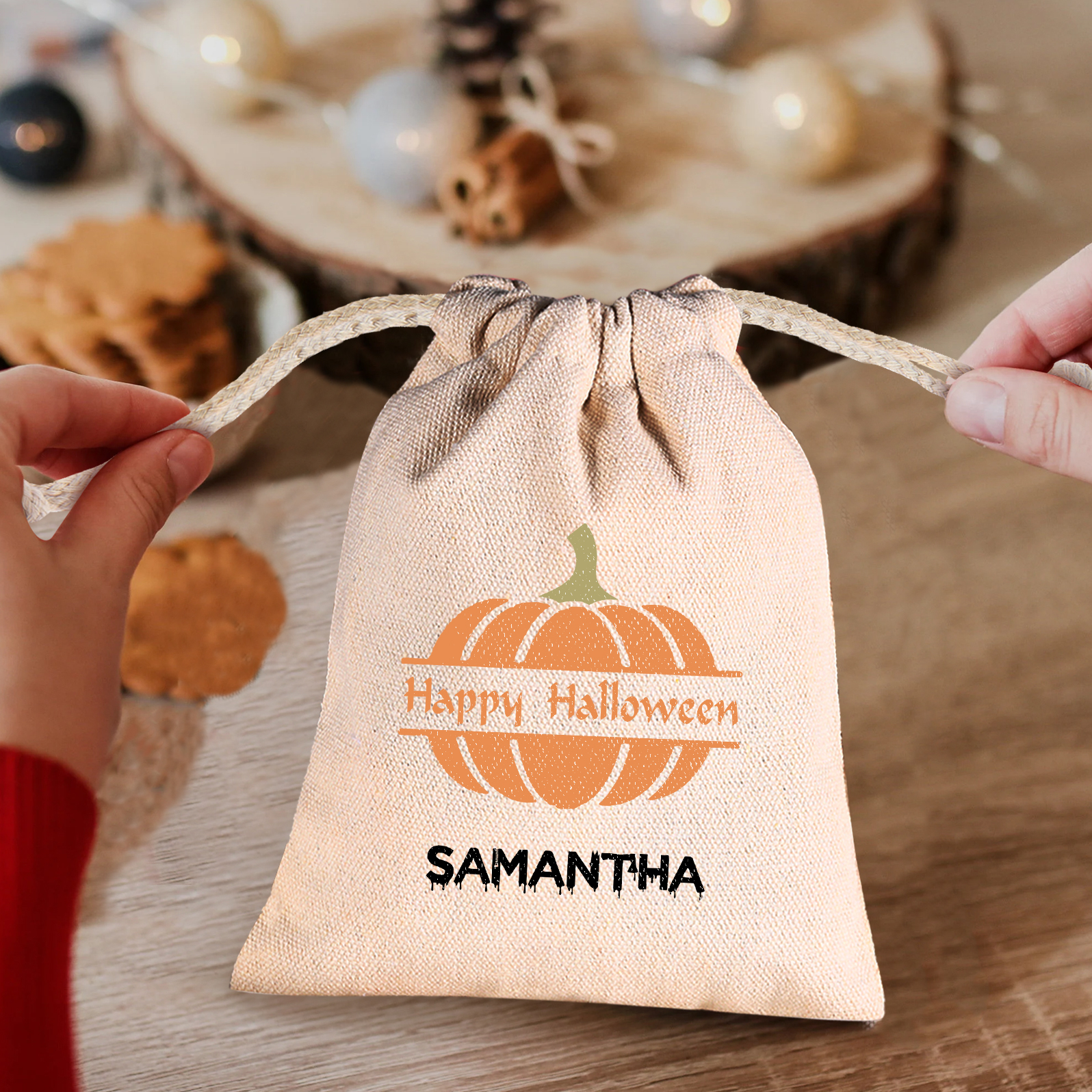 Personalised Halloween Trick or Treat Bags - Custom Named Marshmallow Bags with Pumpkin/Ghost Designs For Kids | Jessmade