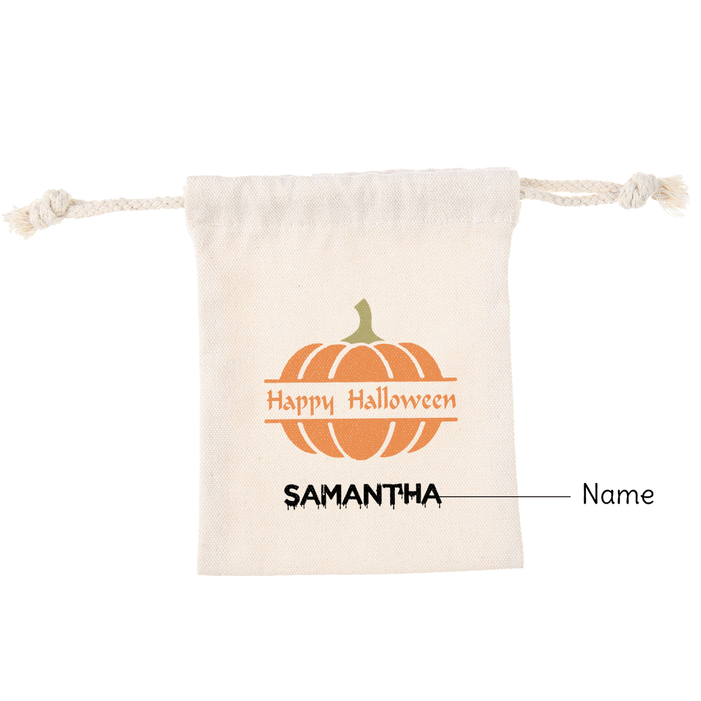 Personalised Halloween Trick or Treat Bags - Custom Named Marshmallow Bags with Pumpkin/Ghost Designs For Kids | Jessmade
