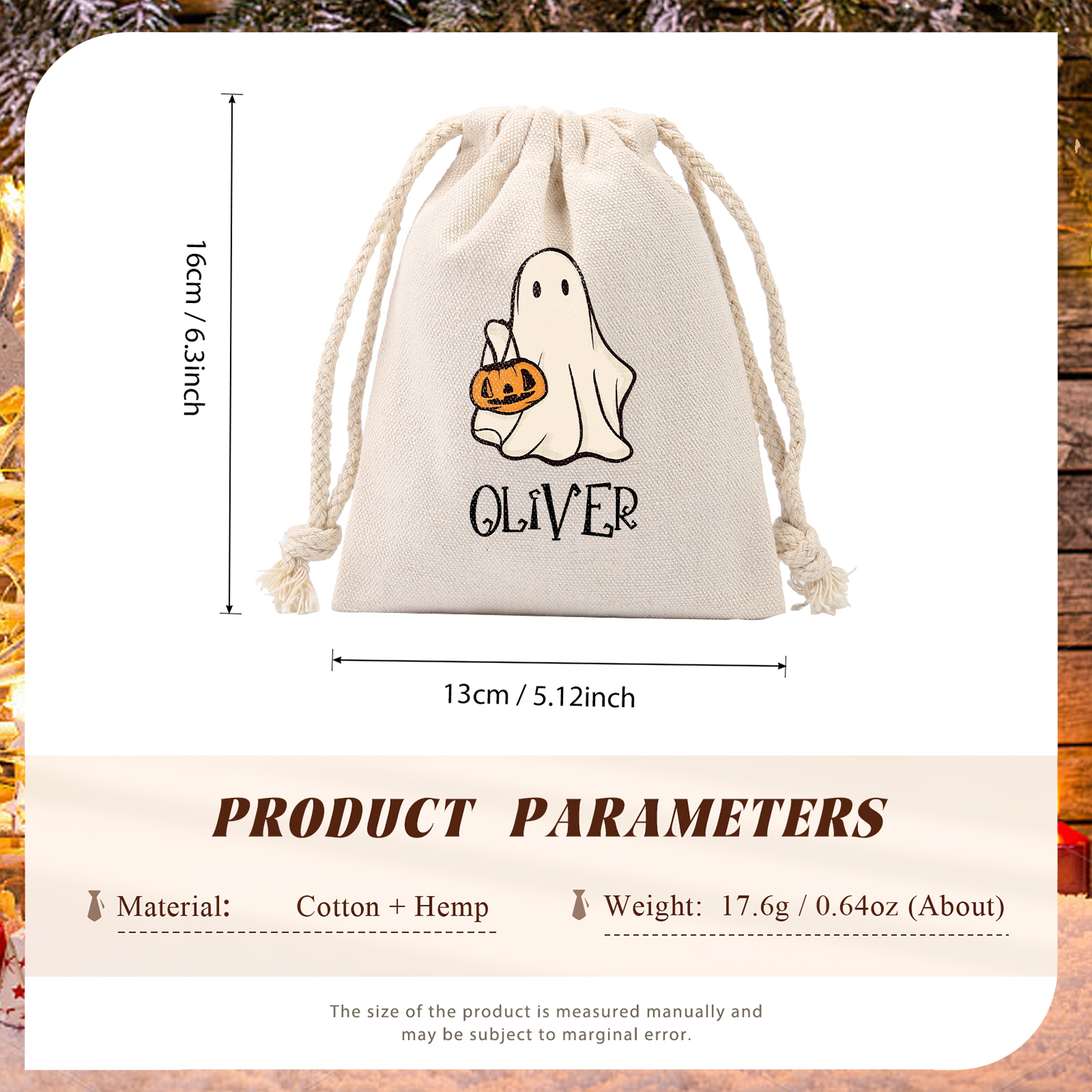 Personalised Halloween Trick or Treat Bags - Custom Named Marshmallow Bags with Pumpkin/Ghost Designs For Kids | Jessmade