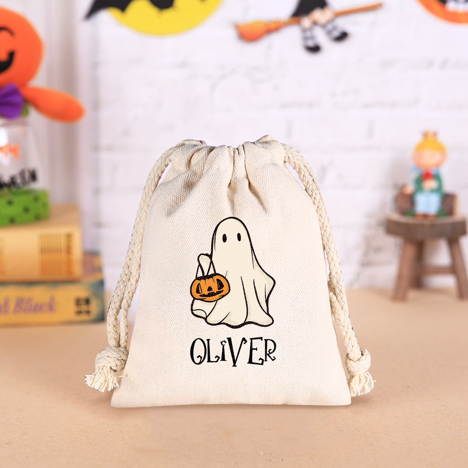 Personalised Halloween Trick or Treat Bags - Custom Named Marshmallow 
