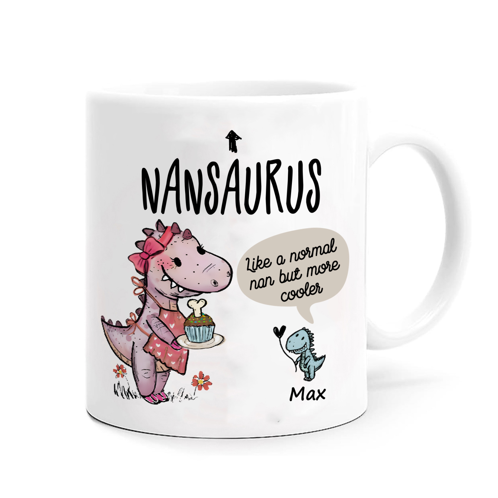 Personalised "Grandadsaurus" and "Nansaurus" Custom 1 Name Mug Set - Gift for Grandparents | Jessmade