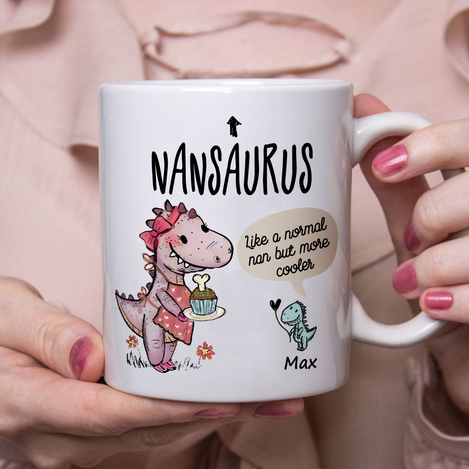 Personalised "Grandadsaurus" and "Nansaurus" Custom 1 Name Mug Set - Gift for Grandparents | Jessmade