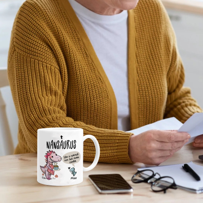 Personalised "Grandadsaurus" and "Nansaurus" Custom 1 Name Mug Set - Gift for Grandparents | Jessmade