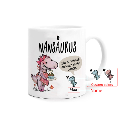 Personalised "Grandadsaurus" and "Nansaurus" Custom 1 Name Mug Set - Gift for Grandparents | Jessmade