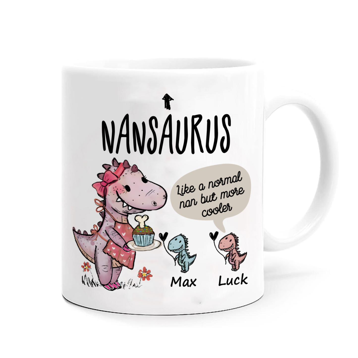 Personalised "Grandadsaurus" and "Nansaurus" Custom 2 Names Mug Set - 