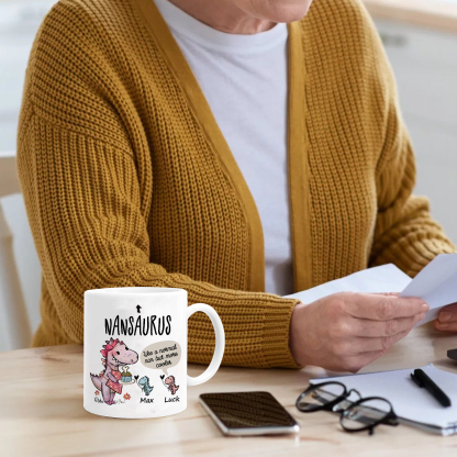 Personalised "Grandadsaurus" and "Nansaurus" Custom 2 Names Mug Set - Gift for Grandparents | Jessmade