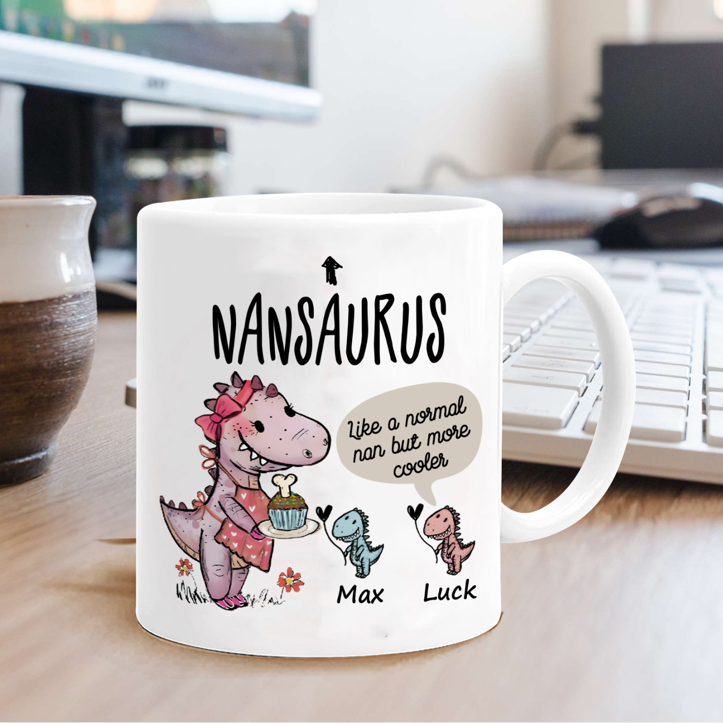 Personalised "Grandadsaurus" and "Nansaurus" Custom 2 Names Mug Set - Gift for Grandparents | Jessmade
