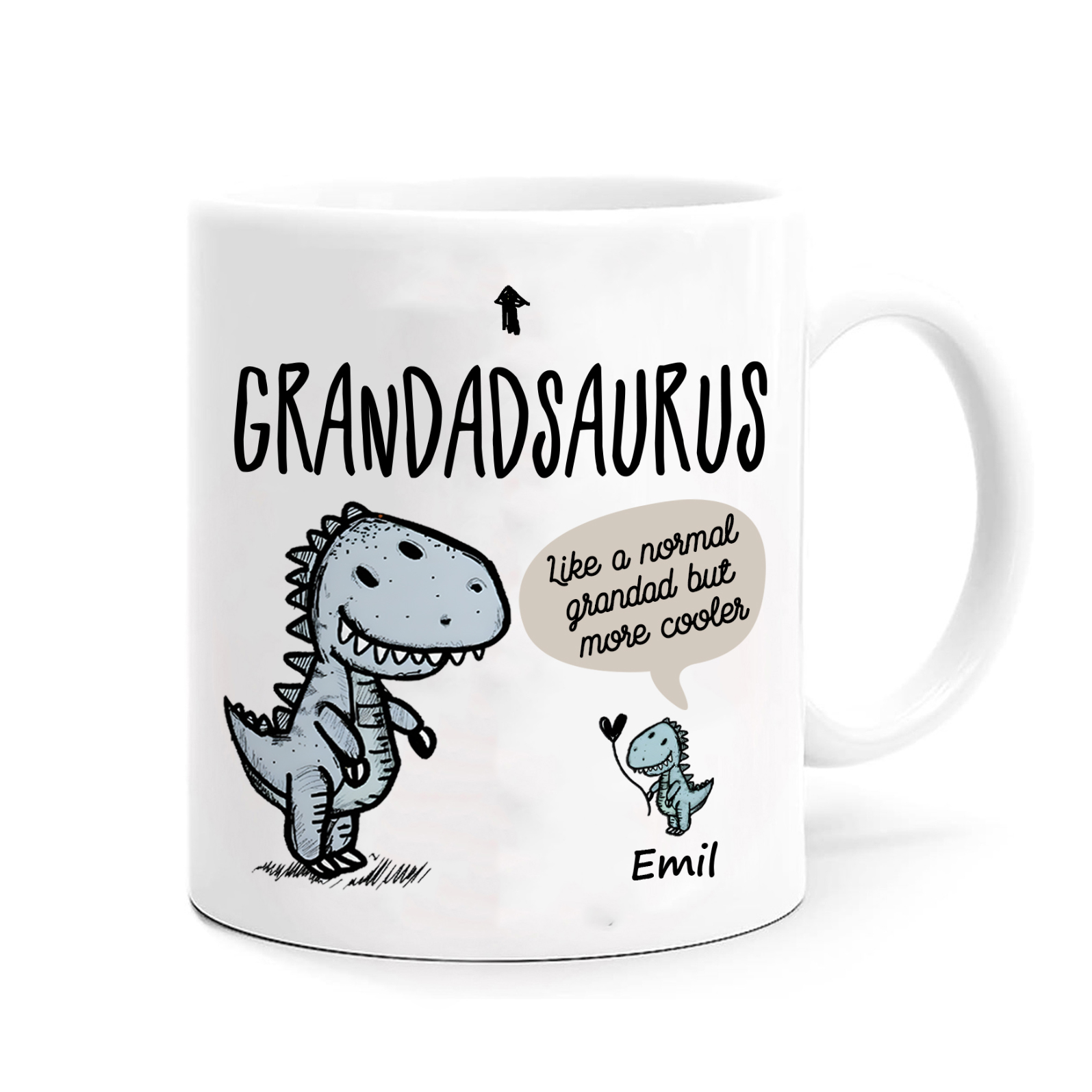 Personalised "Grandadsaurus" and "Nansaurus" Custom 1 Name Mug Set - G
