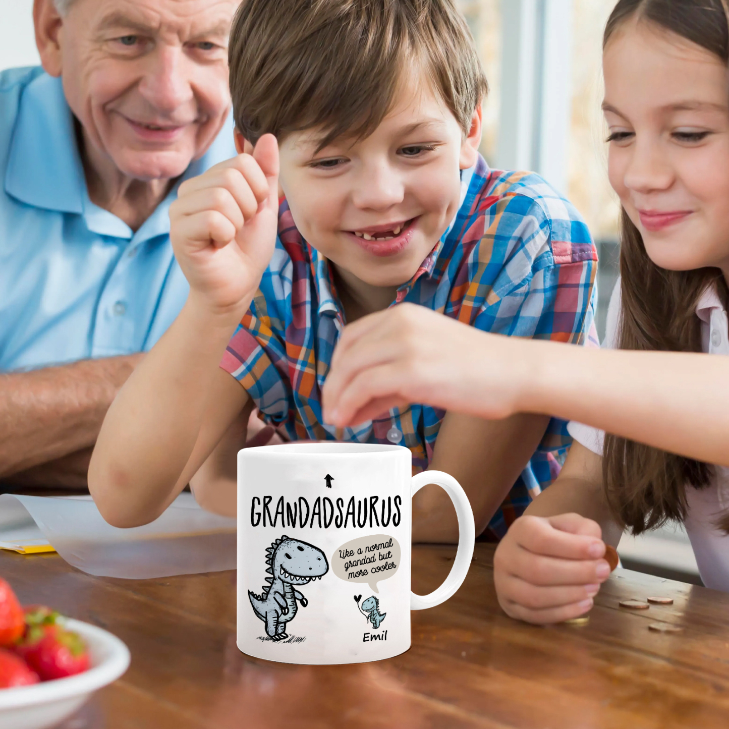 Personalised "Grandadsaurus" and "Nansaurus" Custom 1 Name Mug Set - Gift for Grandparents | Jessmade