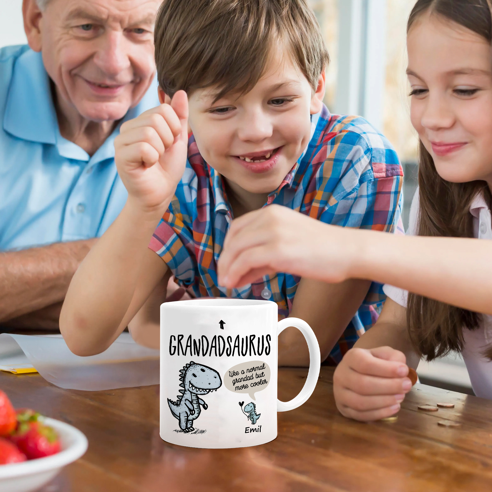 Personalised "Grandadsaurus" and "Nansaurus" Custom 1 Name Mug Set - Gift for Grandparents | Jessmade