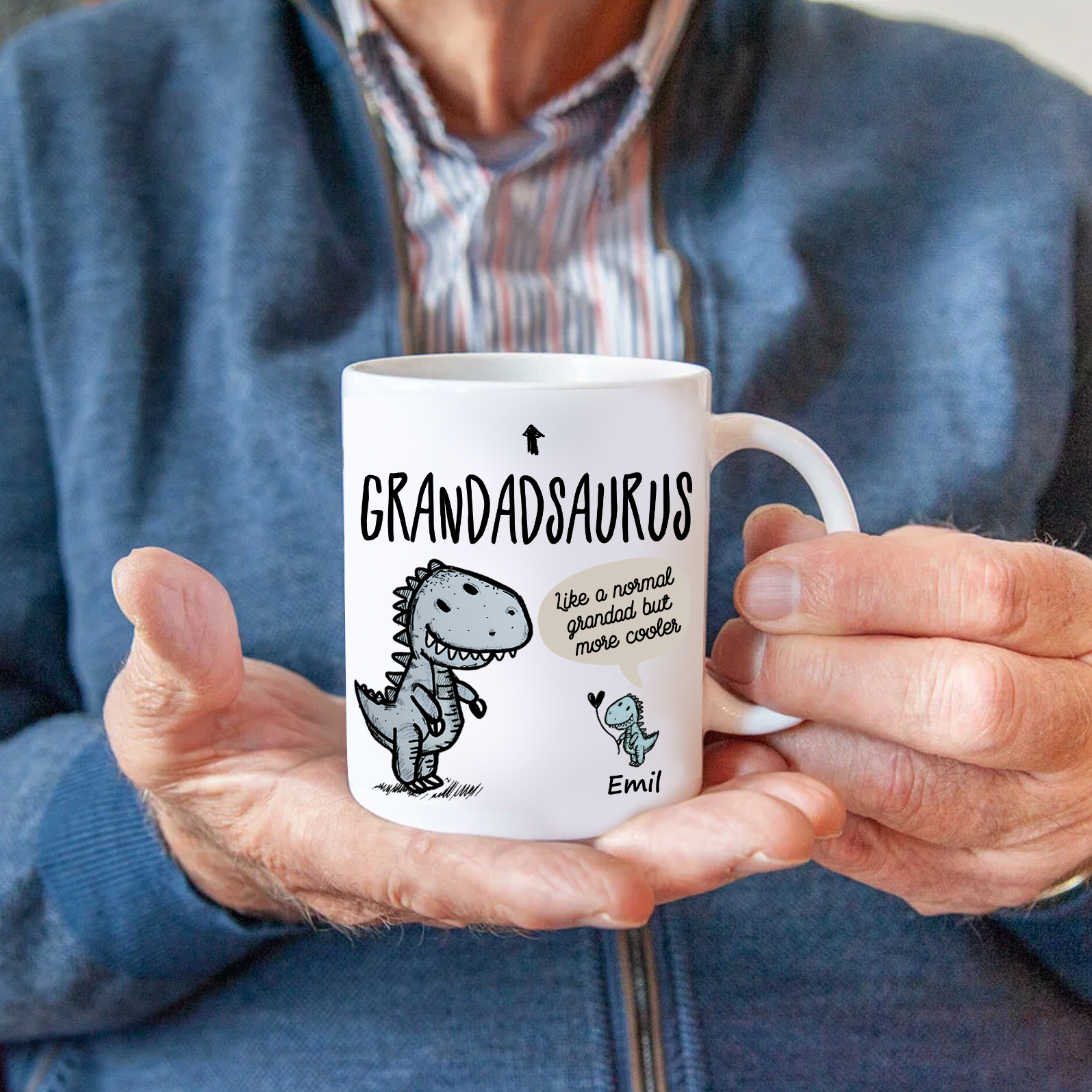 Personalised "Grandadsaurus" and "Nansaurus" Custom 1 Name Mug Set - Gift for Grandparents | Jessmade