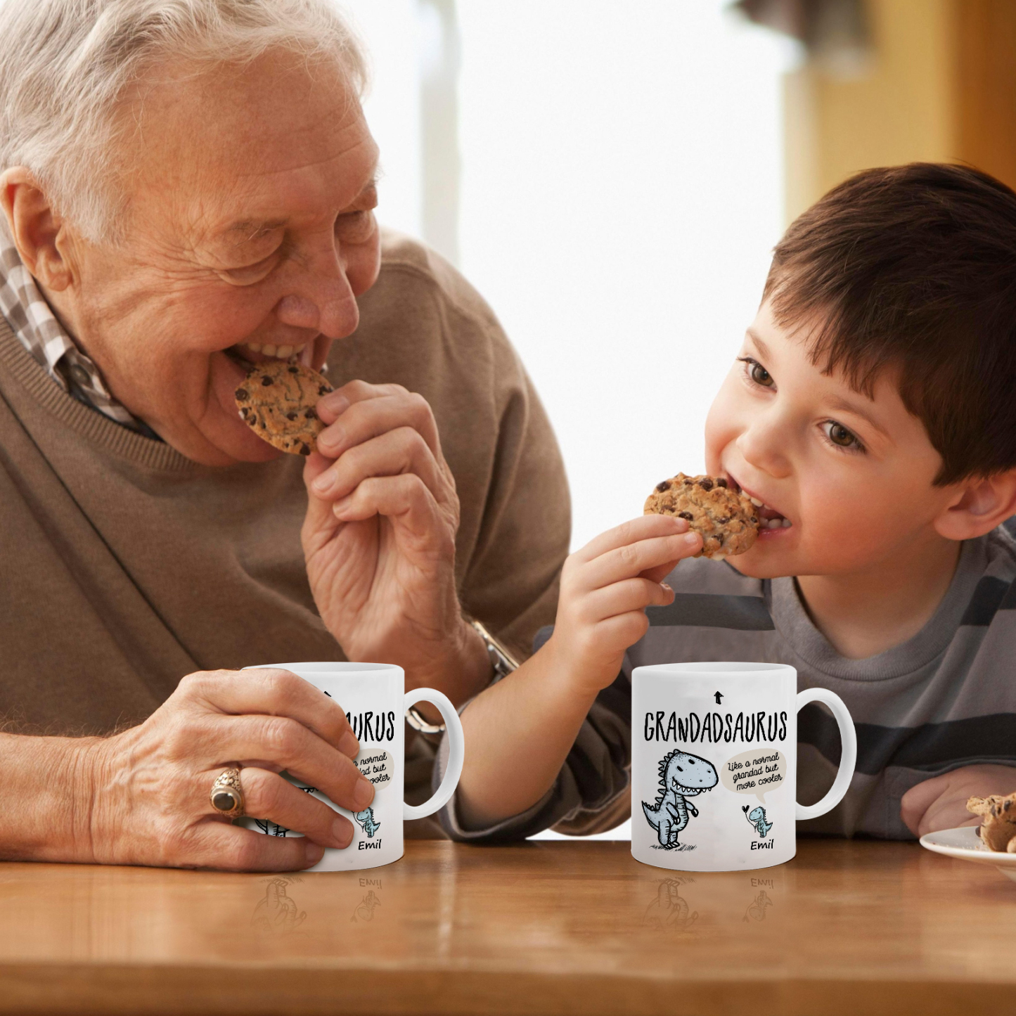 Personalised "Grandadsaurus" and "Nansaurus" Custom 1 Name Mug Set - Gift for Grandparents | Jessmade