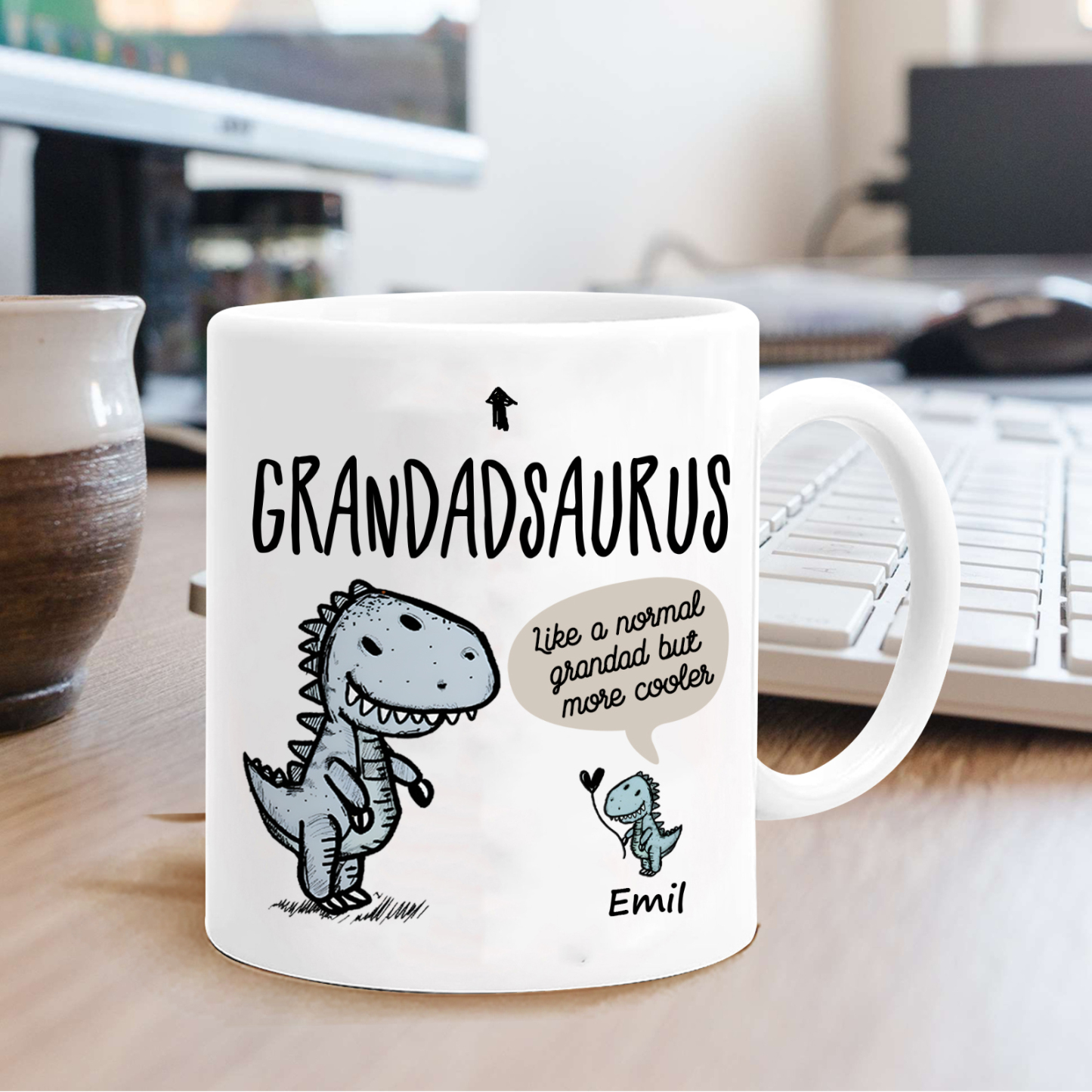 Personalised "Grandadsaurus" and "Nansaurus" Custom 1 Name Mug Set - Gift for Grandparents | Jessmade