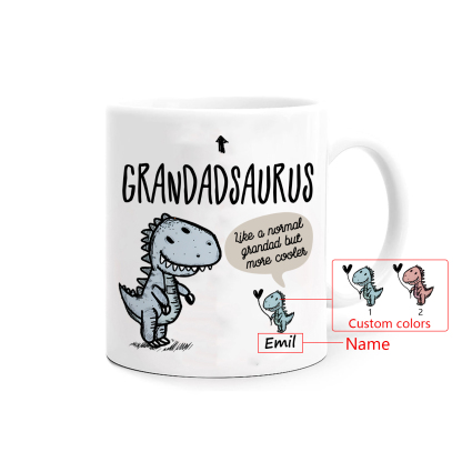 Personalised "Grandadsaurus" and "Nansaurus" Custom 1 Name Mug Set - Gift for Grandparents | Jessmade