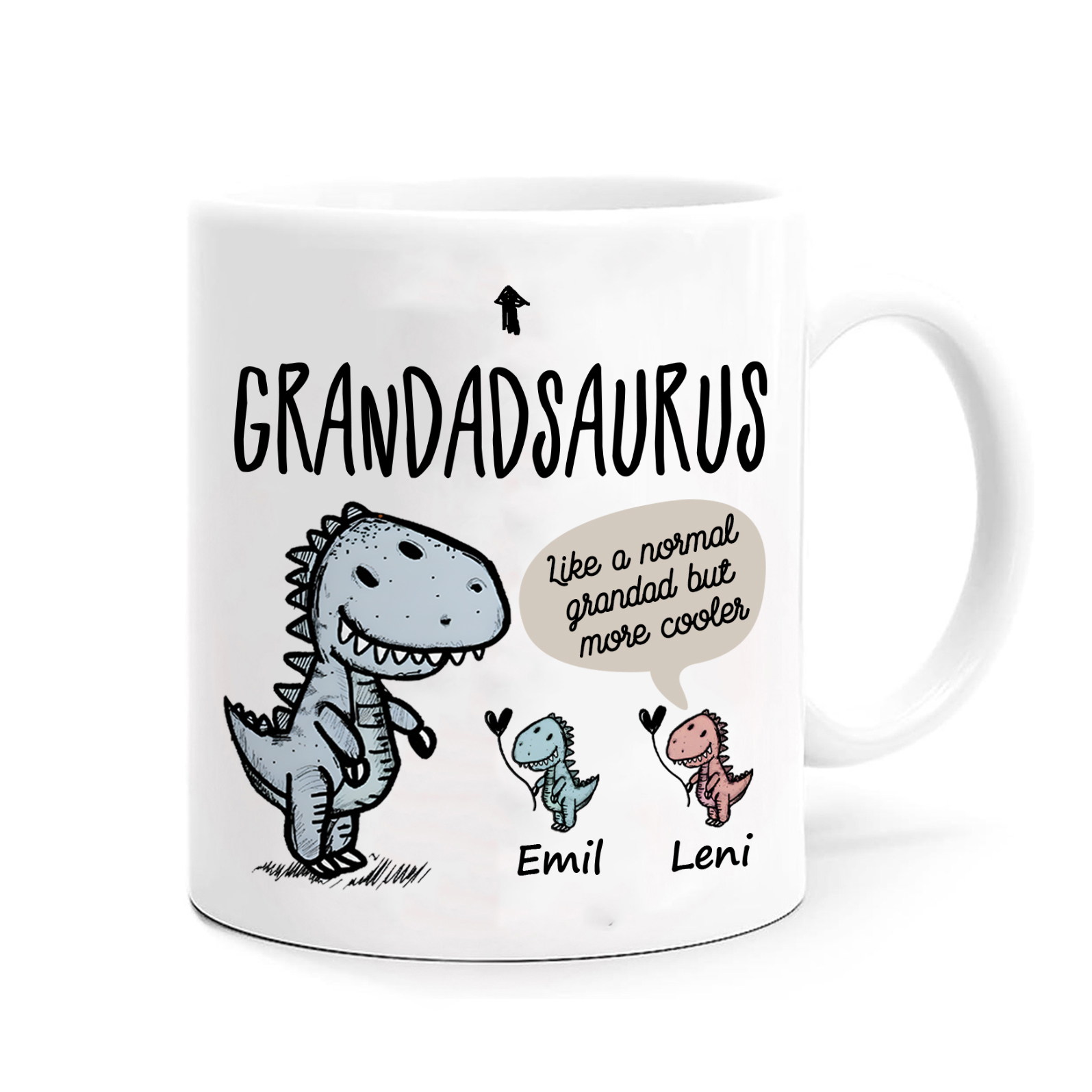 Personalised "Grandadsaurus" and "Nansaurus" Custom 2 Names Mug Set - Gift for Grandparents | Jessmade