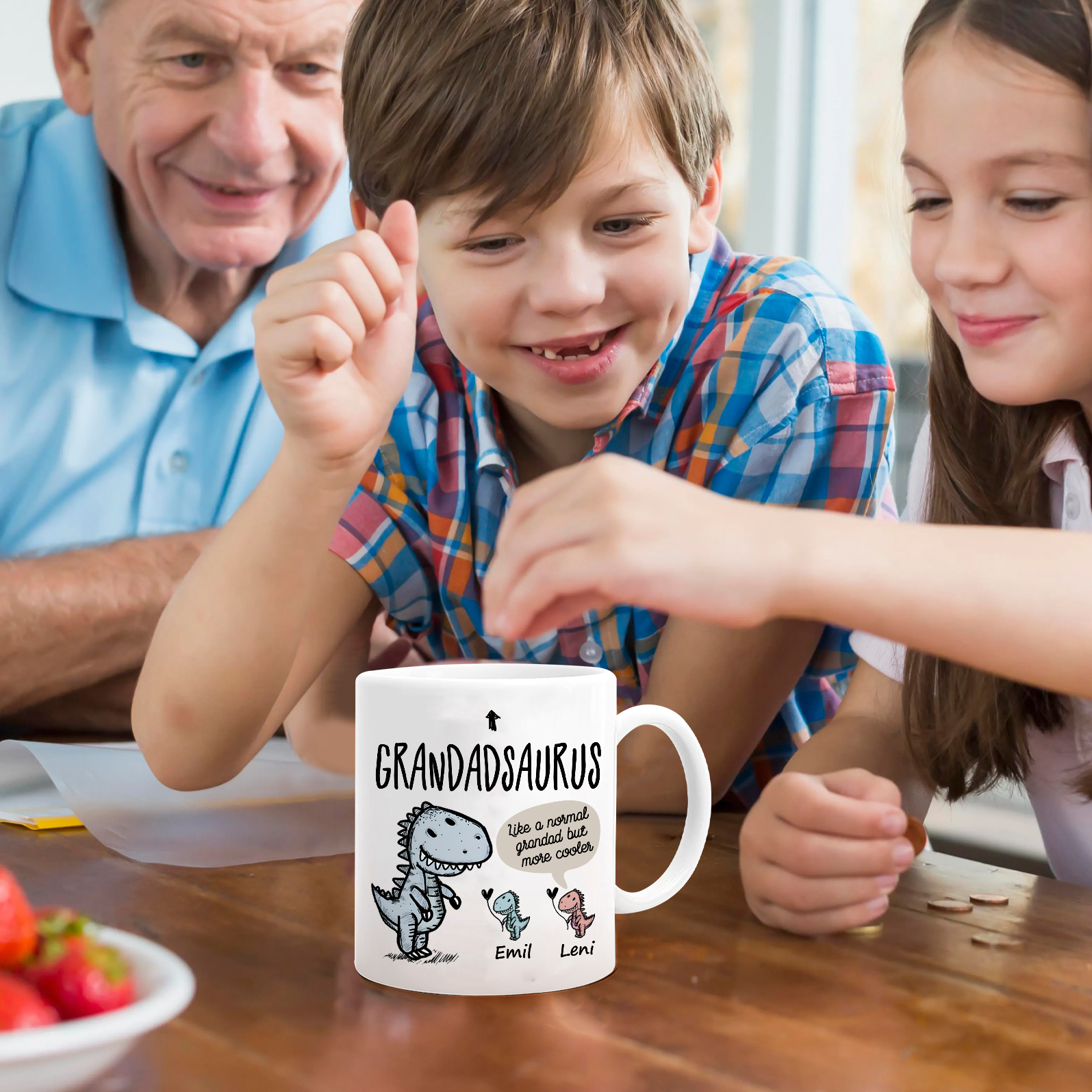 Personalised "Grandadsaurus" and "Nansaurus" Custom 2 Names Mug Set - Gift for Grandparents | Jessmade