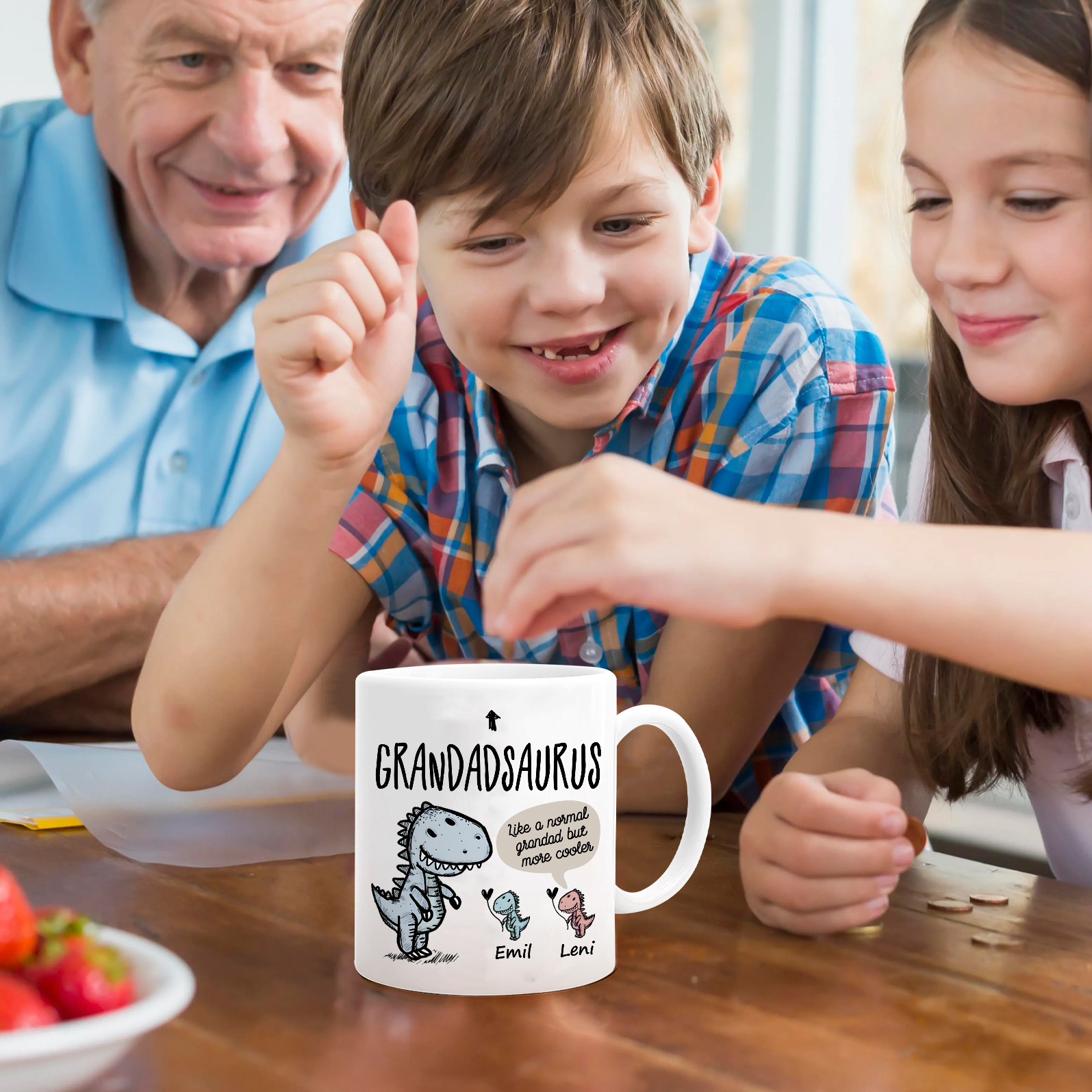 Personalised "Grandadsaurus" and "Nansaurus" Custom 2 Names Mug Set - Gift for Grandparents | Jessmade