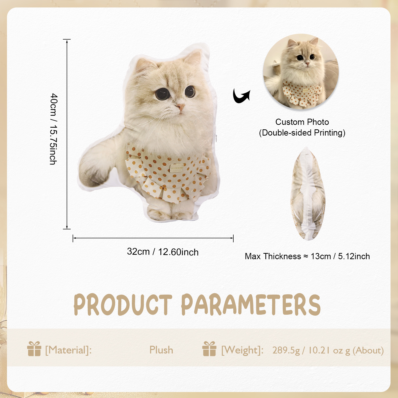 Personalised Pet Pillow – Custom Photo Plush Pillow Gift for Pet Lovers | Jessemade