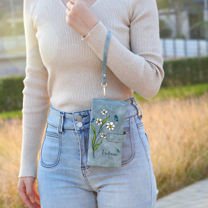 Personalised Women’s Wallet with Custom Name, Photo, and Birth Flower – Multiple Colour Options – Valentine’s Day Gift for Her | Jessemade