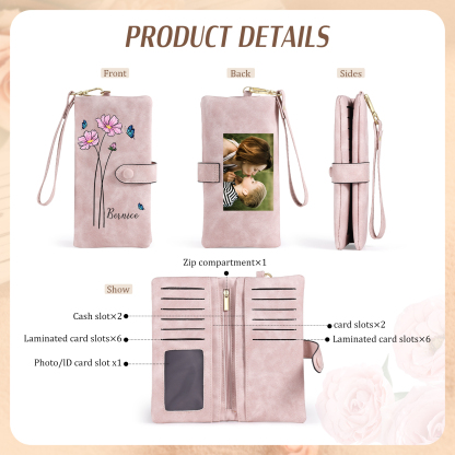 [Copy]Personalised Women’s Wallet – Custom Name, Birth Flower & Photo, Seven Colours Available – Valentine’s Day Gift for Her | Jessemade