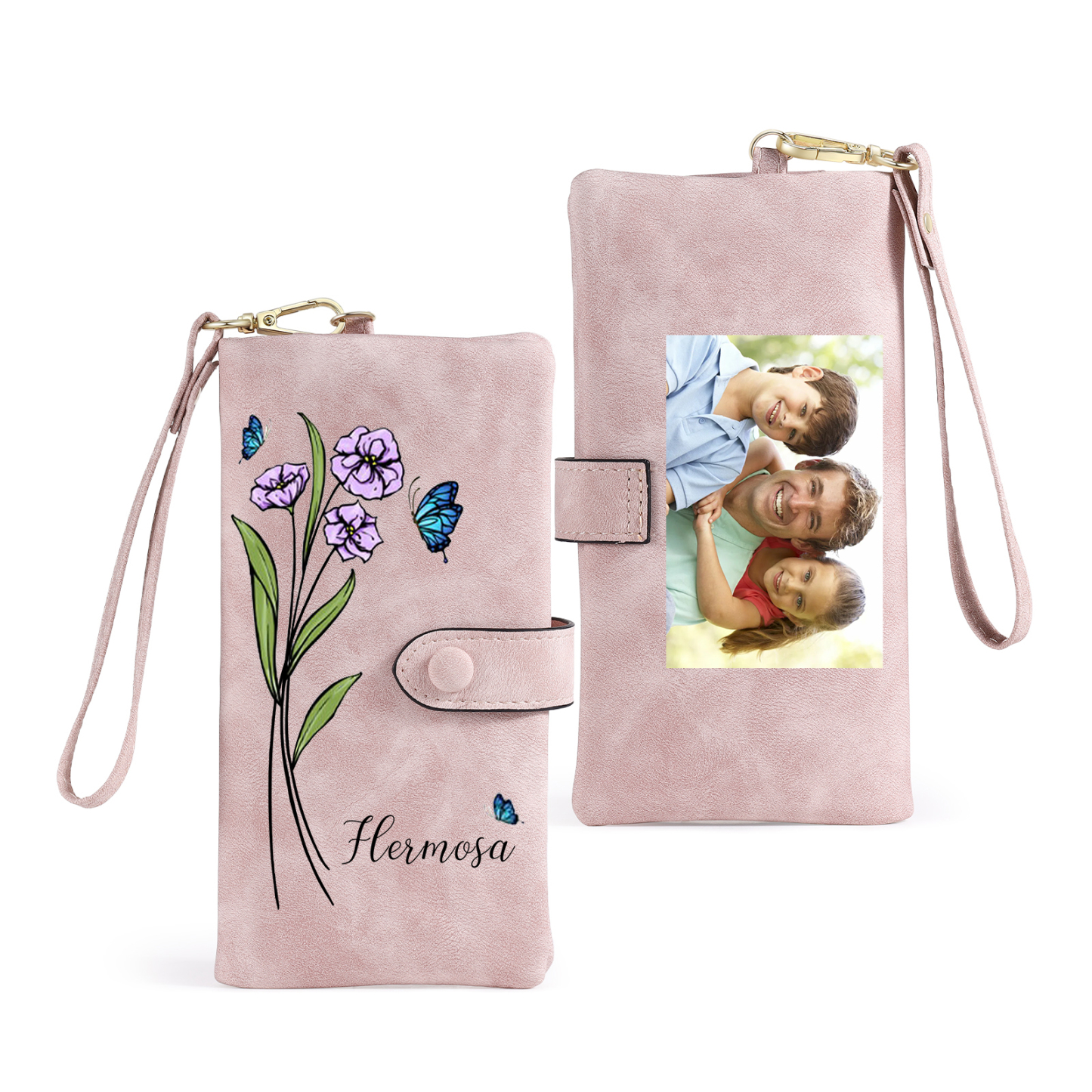 Personalised Women’s Wallet – Custom Name, Birth Flower & Photo, Seven