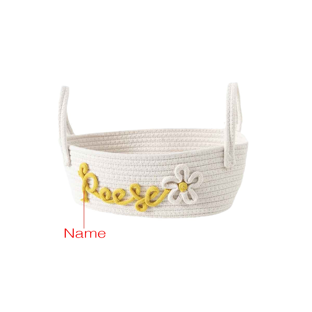 Personalised Baby Name Shower Gift Basket Toy Storage and Baptism Keepsake with Custom Name Rope Cotton Basket for Newborns | Jessemade