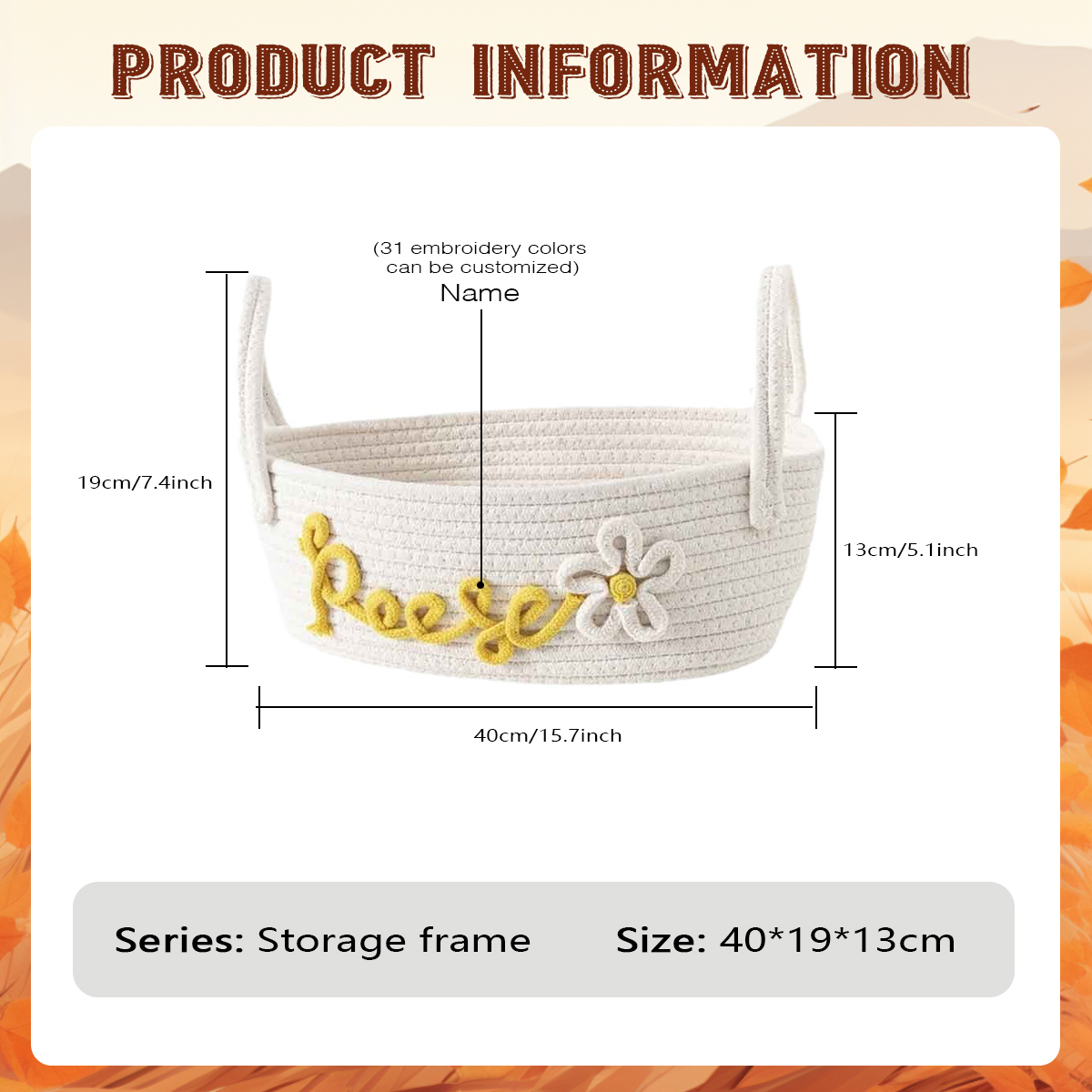 Personalised Baby Name Shower Gift Basket Toy Storage and Baptism Keepsake with Custom Name Rope Cotton Basket for Newborns | Jessemade