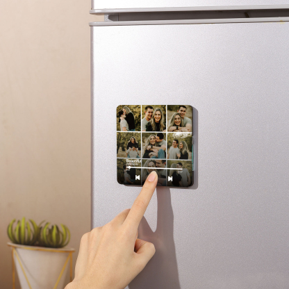 Personalised Photo Music Fridge Magnet with Custom 9 Photo and 1 Song Name- Cherish Memories Gift for Couple | Jessemade